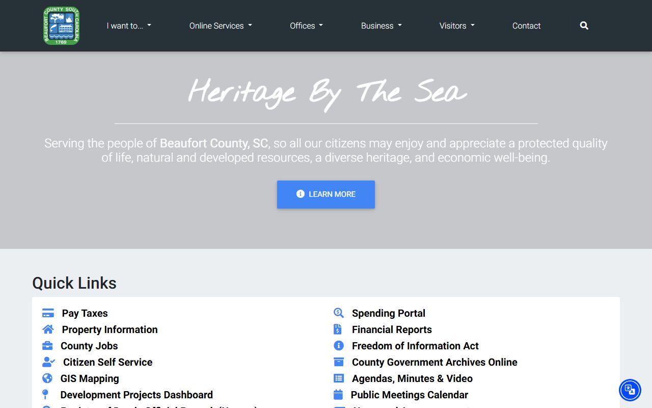 Beaufort County DUI Records government website screenshot