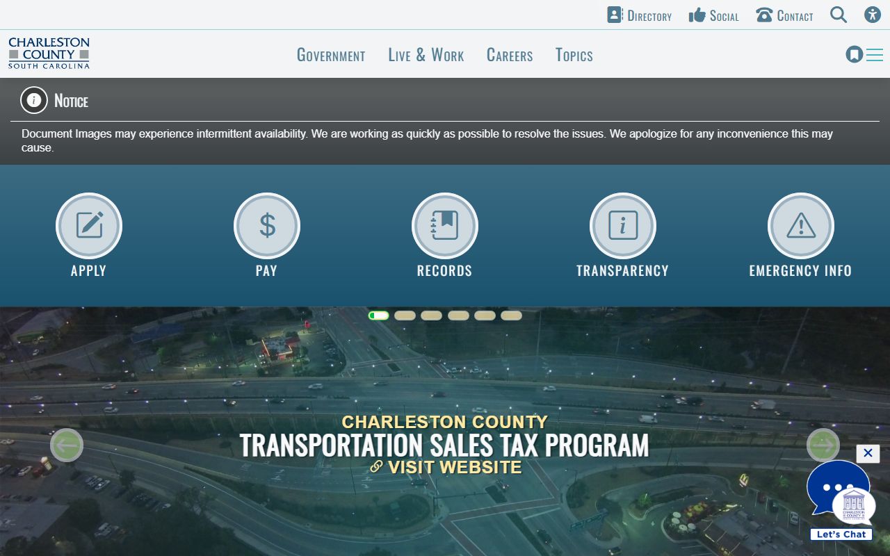 Charleston County DUI Records government website screenshot