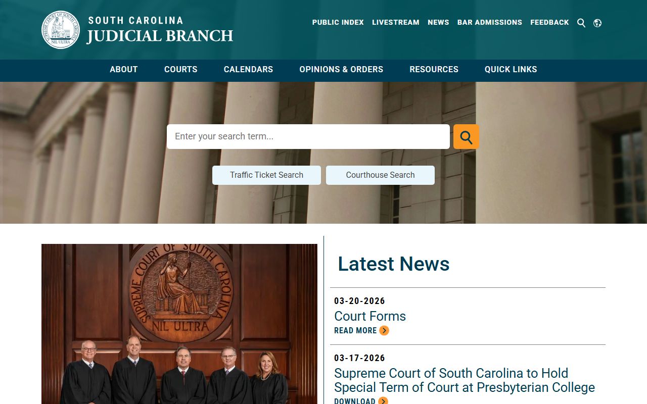 South Carolina DUI Records SC Judicial Branch public records access page